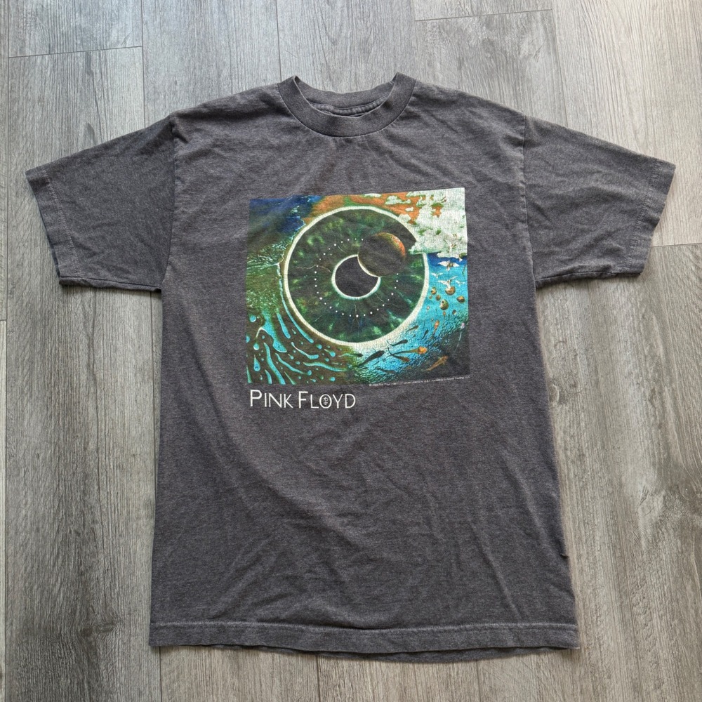 Pink Floyd Mens M Gray Graphic Tee Pulse Eye 2004 Distressed Band Shirt